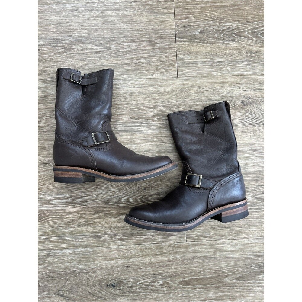 Wesco Boss Men's Brown Essex Leather Engineer Boots 10D Ship John Excellent Cond